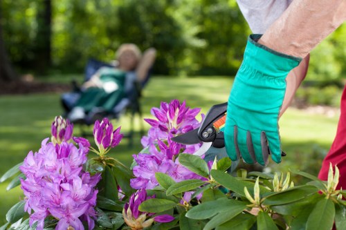 Volunteers loading reusable garden materials for charities